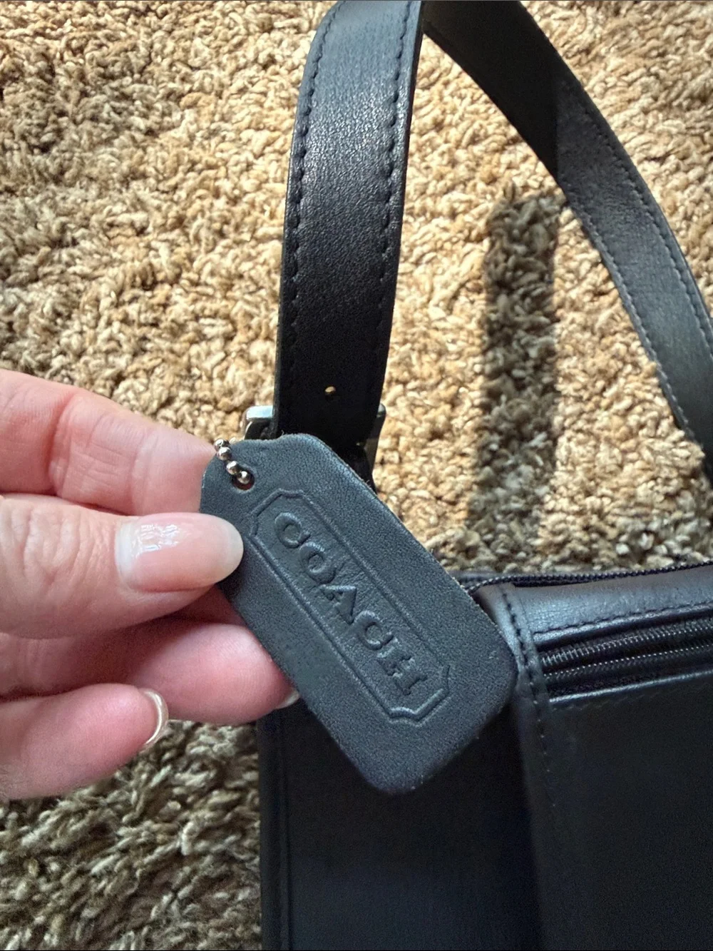 Coach Black Leather Messenger Bag with Adjustable Strap